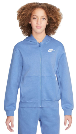 Кофта для девочки теннисная  Nike Club Fleece Full-Zip Hoodie - белый