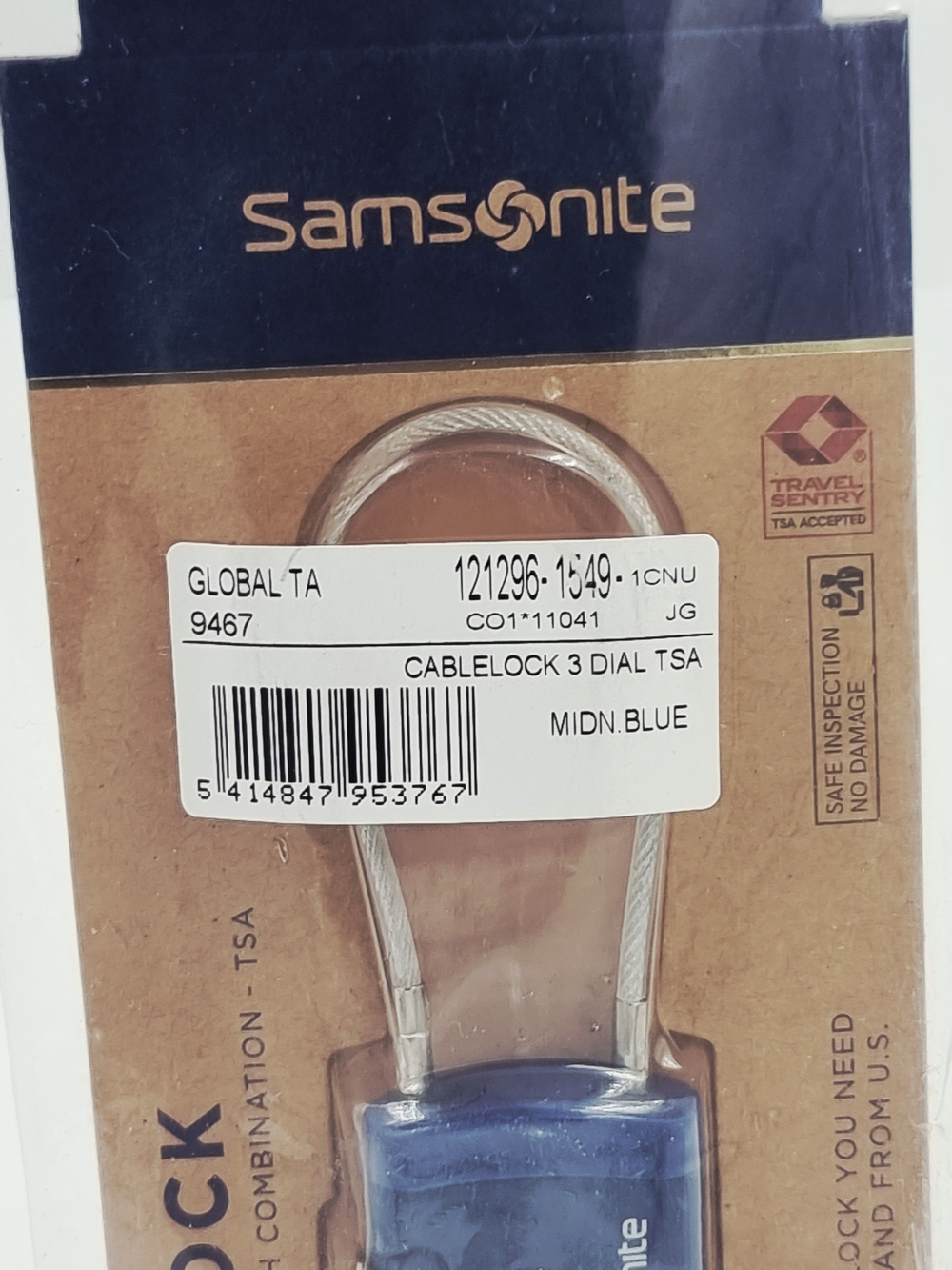 Samsonite Багажный замок-тросик кодовый Cablelock 3Dial TSA, Синий, 1 шт