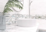 Бордюр Alma Ceramica BWA61MDS406 Medis 3x60 бежевый / голубой матовый с орнаментом
