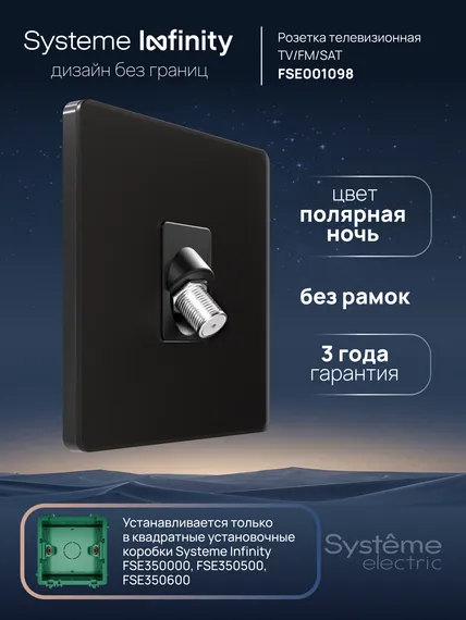 Розетка телевизионная TV/FM/SAT 5-2400Mгц Systeme Electric Infinity Полярная ночь FSE001098