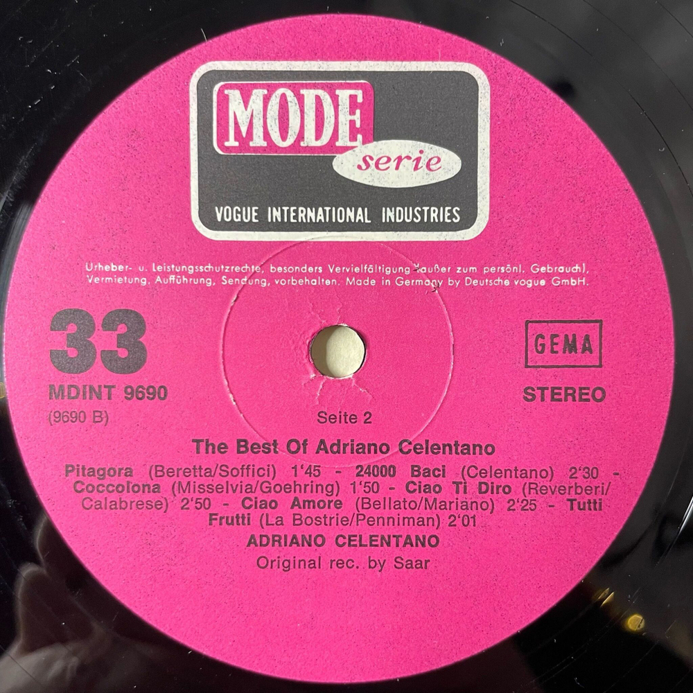 Винтажная виниловая пластинка LP Adriano Celentano Адриано Челентано The Best Of (Germany 1967)