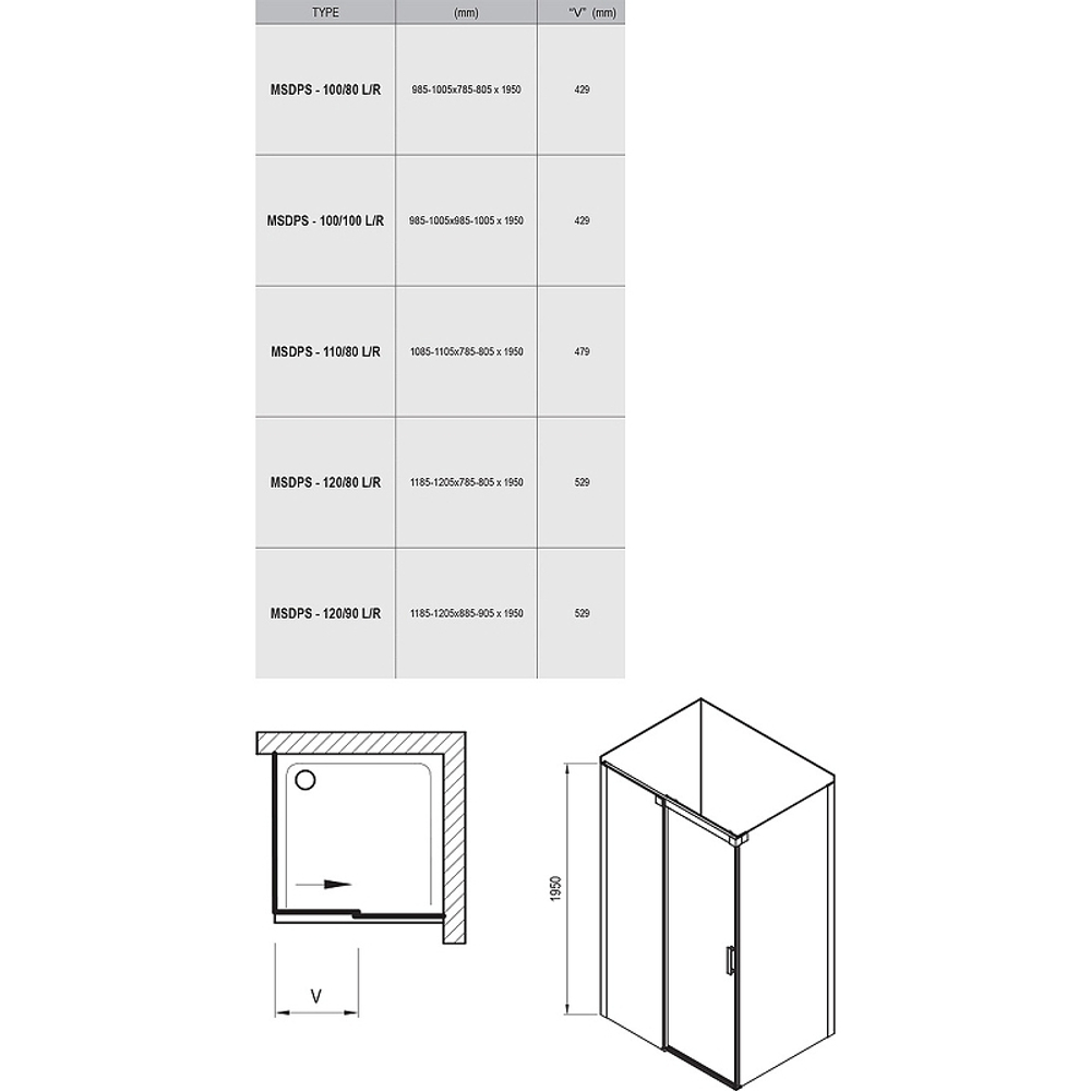 Душевой уголок Ravak Matrix MSDPS 120x80 L 0WLG4100Z1 профиль Белый стекло Transparent