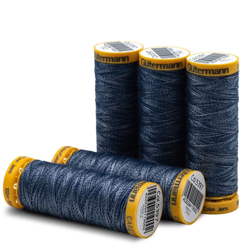Нитки для штопки джинсов Gutermann Jeans (100 метров), 5 кат. | 5397 джинсовый