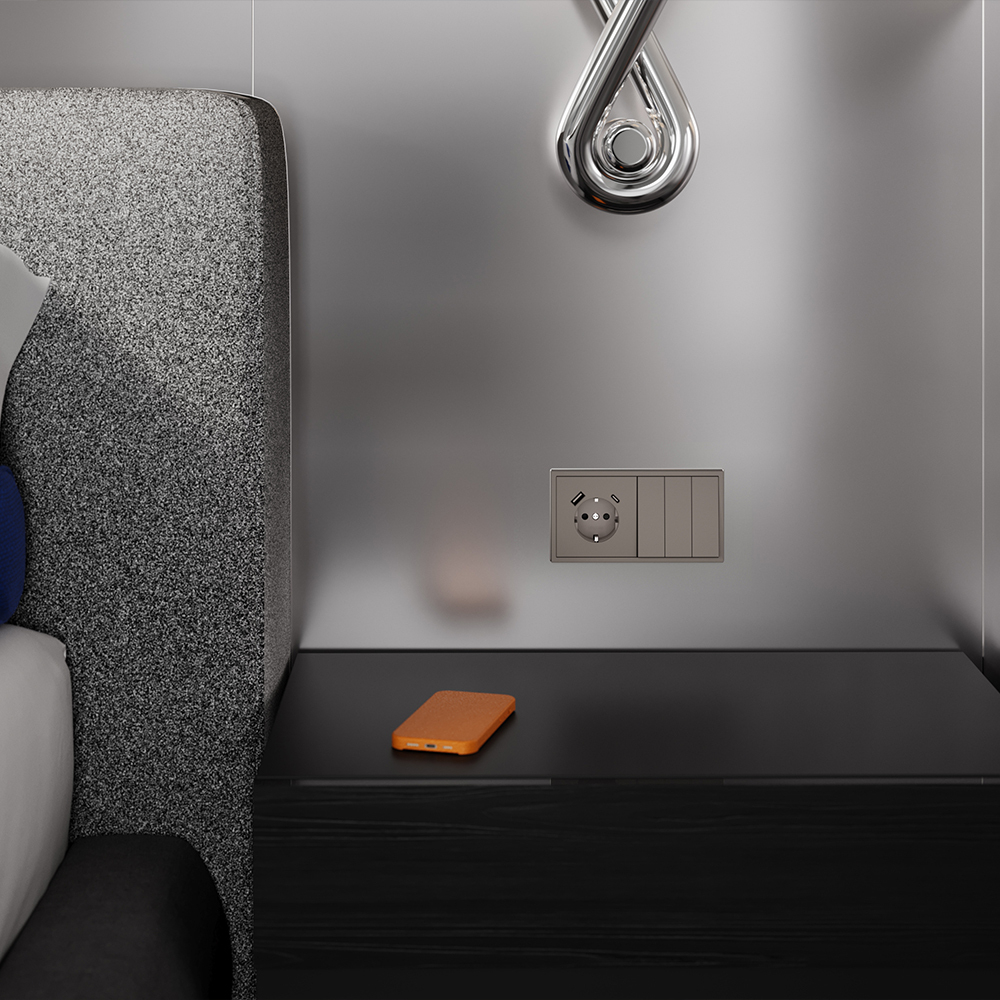 Накладка для розетки с заземлением и защитными шторками, с USB A+C, (капучино) Voltum S70 VLS001014