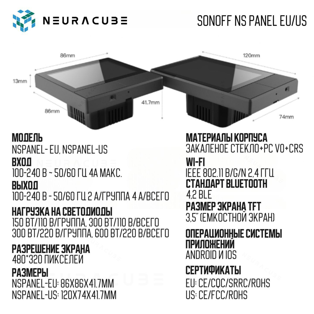 Панель управления Sonoff NSPanel (EU) Black