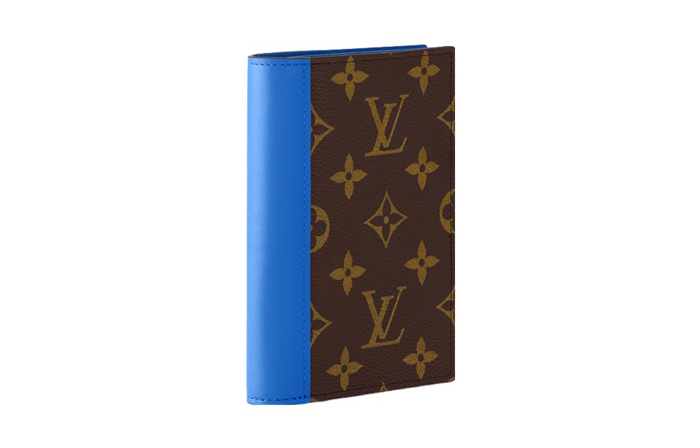 LOUIS VUITTON Colormania Coated Canvas With Cow Leather Passport Holder Men"s Blue