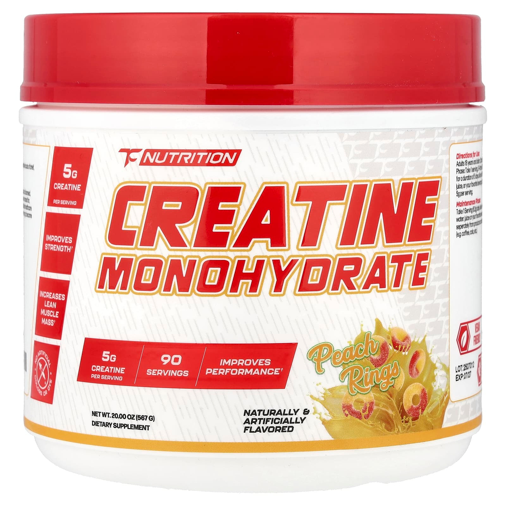 TC Nutrition, моногидрат креатина, кусочки персика, 90 порций, 567 г (20 унций)