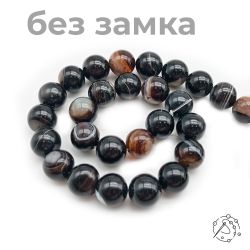 Нить бусин из агата коричневого 12 мм