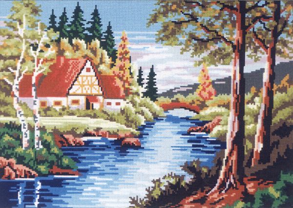 Рисунок для вышивания Soulos (канва жесткая), Тихая река, 45х60 см