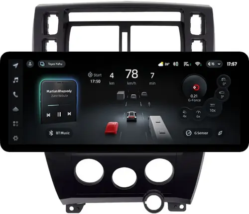 Магнитола для Hyundai Tucson 1 2004-2009 (рамка черная) - Teyes CC4PRO монитор 12.3" 2K QLED + рамка 10, Android 13, Быстрейшая, Snapdragon 778G, ИИ, CarPlay, DSP, 4G SIM-слот