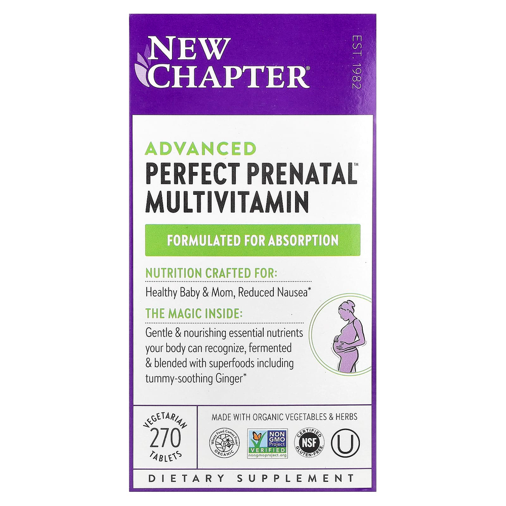 New Chapter, Advanced Perfect Prenatal ™, мультивитамины, 270 вегетарианских таблеток