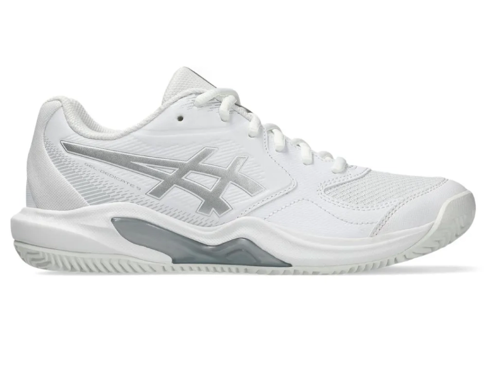 Женские теннисные кроссовки Asics Gel-Dedicate 9 Clay - white/pure silver