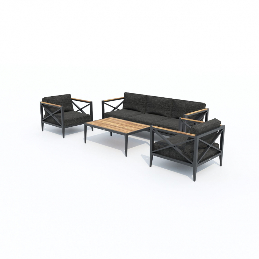 Лаунж зона Ideal Patio ВЕРИТА темно-серая (маренго) - каркас карбон - столик тик