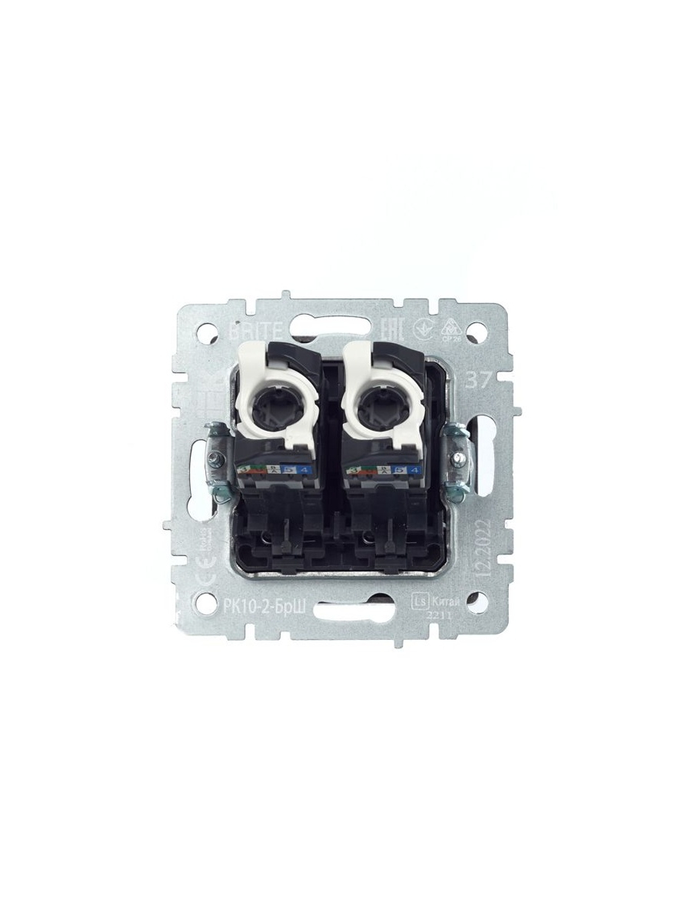 Розетка компьютерная двойн. СП RJ45 кат.5E BRITE РК10-2-БрШ механизм шампань IEK BR-K20-1-K37