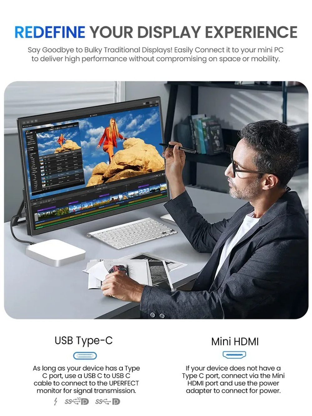 21.5" Портативный сенсорный монитор UPERFECT UMAX21.5 Touch 1920x1080, 120 Гц, IPS