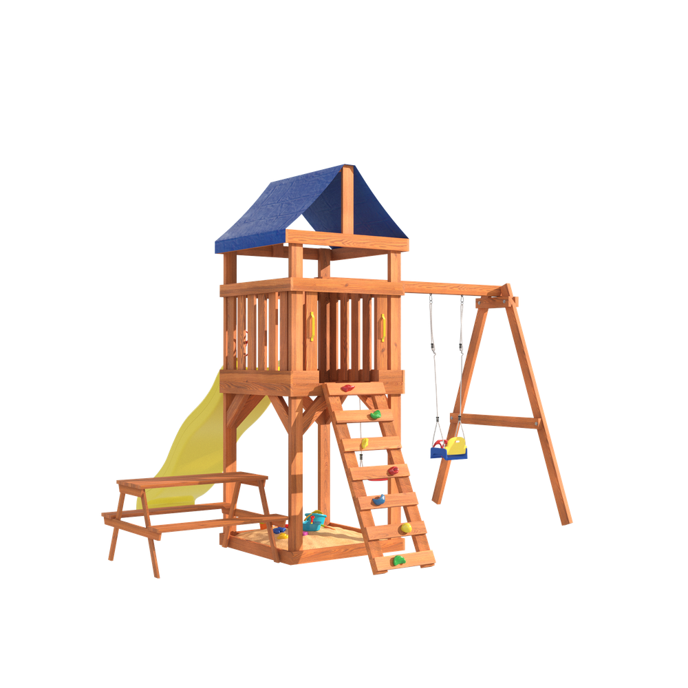 Детская площадка Fun Land с качелями 3в1, горкой и столиком со скамейками