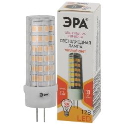 Лампа светодиодная ЭРА STD LED JC-5W-12V-CER-827-G4 5Вт керамика капсула теплый белый свет G4 | Лампы cветодиодные Капсульные (G4, G9)
