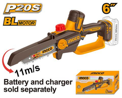 Цепная аккумуляторная мини пила 20В, BL 150 мм (6") без АКБ и ЗУ INGCO CGSLI2066 INDUSTRIAL