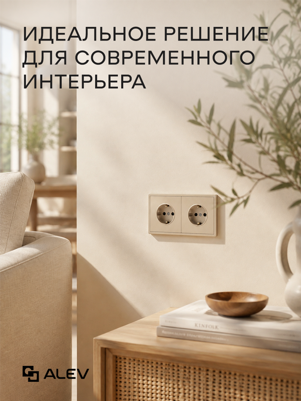 Розетка внутренняя двойная с заземлением Оптима золотая