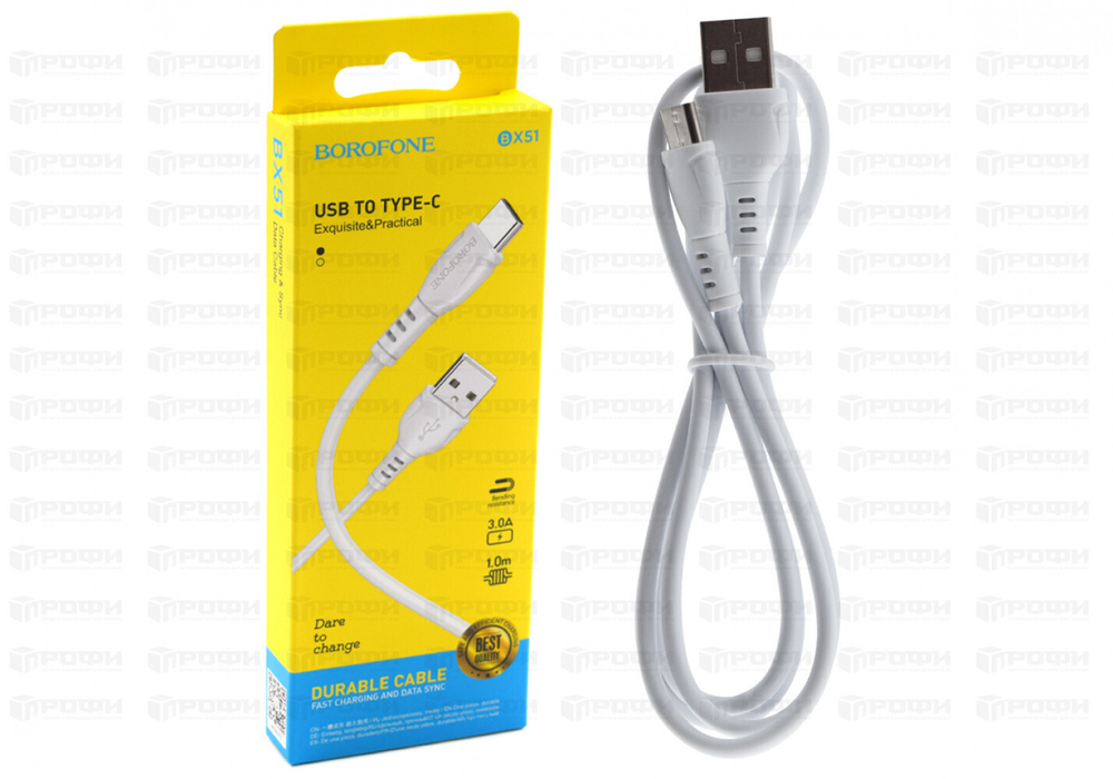 Кабель HOCO X51 Type-C-Type-C 100W 5A 2м ABS White