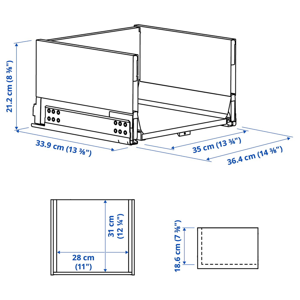 IKEA KNIVSHULT  (ИКЕА КНИВСХУЛТ)  -  Ящик высокий - тёмно-серый 40x37 см