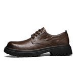 XIBUGONGYANG Casual Leather Shoes Men"s Low top Black/Dark Brown