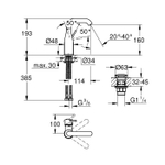 Смеситель для раковины GROHE Essence New нажимным донным клапаном, размер M, хром (23798001)