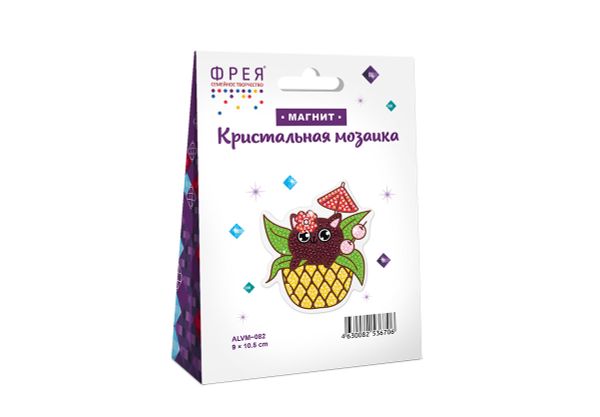 Алмазная (кристальная) мозаика Фрея ALVM-082, магнит ТропиКот, 9х10.5 см