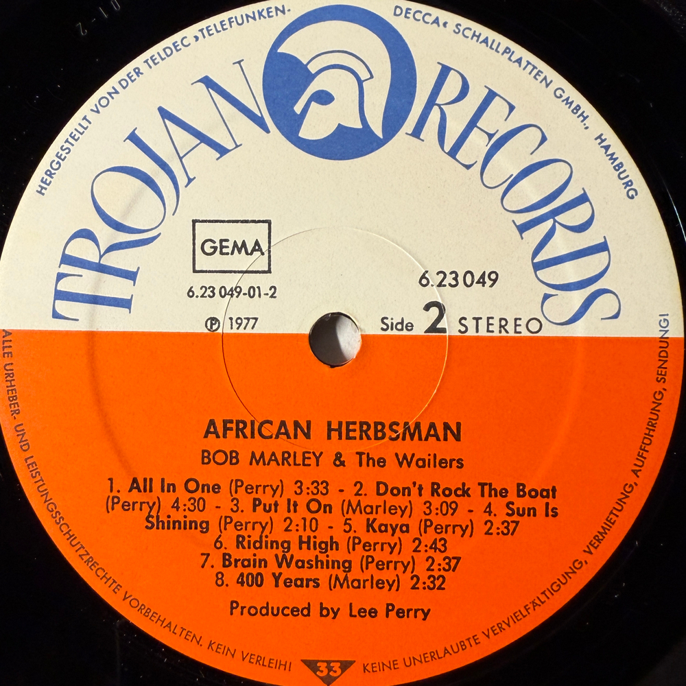 Bob Marley And The Wailers – African Herbsman (Германия 1977г.)