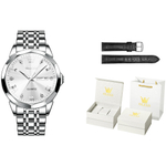 OLEVS Quartz Movement Stainless Steel Watchband Watch Men"s Watches White Dial