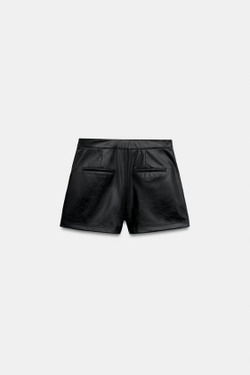 ZARA ШОРТЫ ИЗ ИСКУССТВЕННОЙ КОЖИ С ВЫСОКОЙ ПОСАДКОЙ, ЧЕРНЫЙ