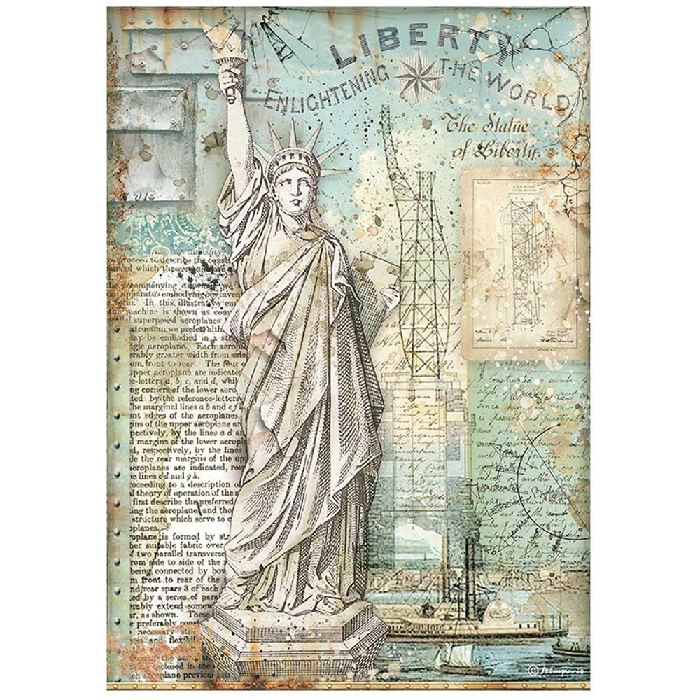 Бумага рисовая Stamperia Sir Vagabond Aviator Statue of Liberty, 28 г/м², 21х29.7 см (А4), 1 лист