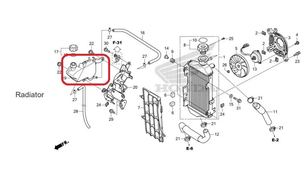 19110-KZZ-900. TANK, RADIATOR RESERVE. Honda CRF250L-M