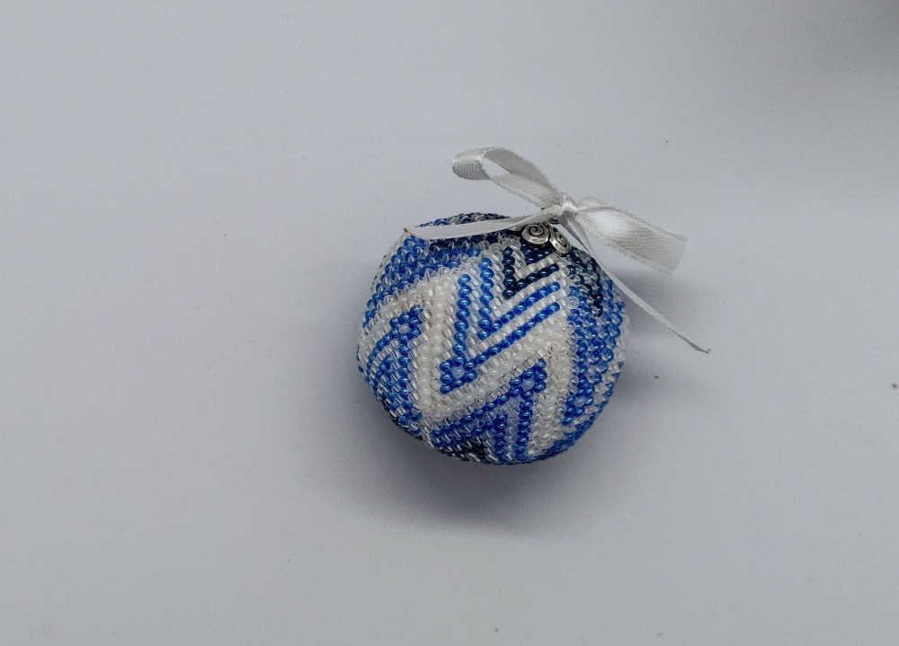 Елочная Игрушка, Шарики на Елку из Бисера, Ручная работа, Зимняя вьюга