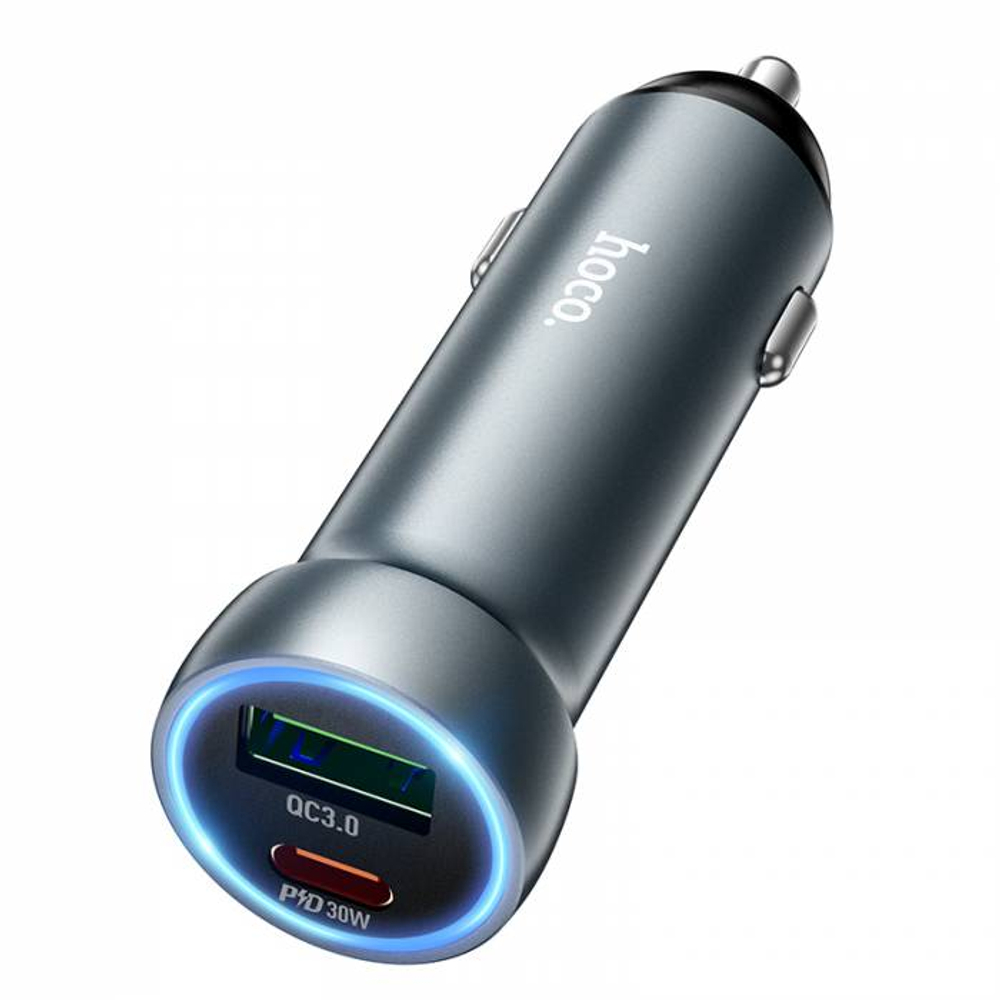 Автомобильное зарядное устройство Hoco Z54A PD30W+QC3.0 (grey)