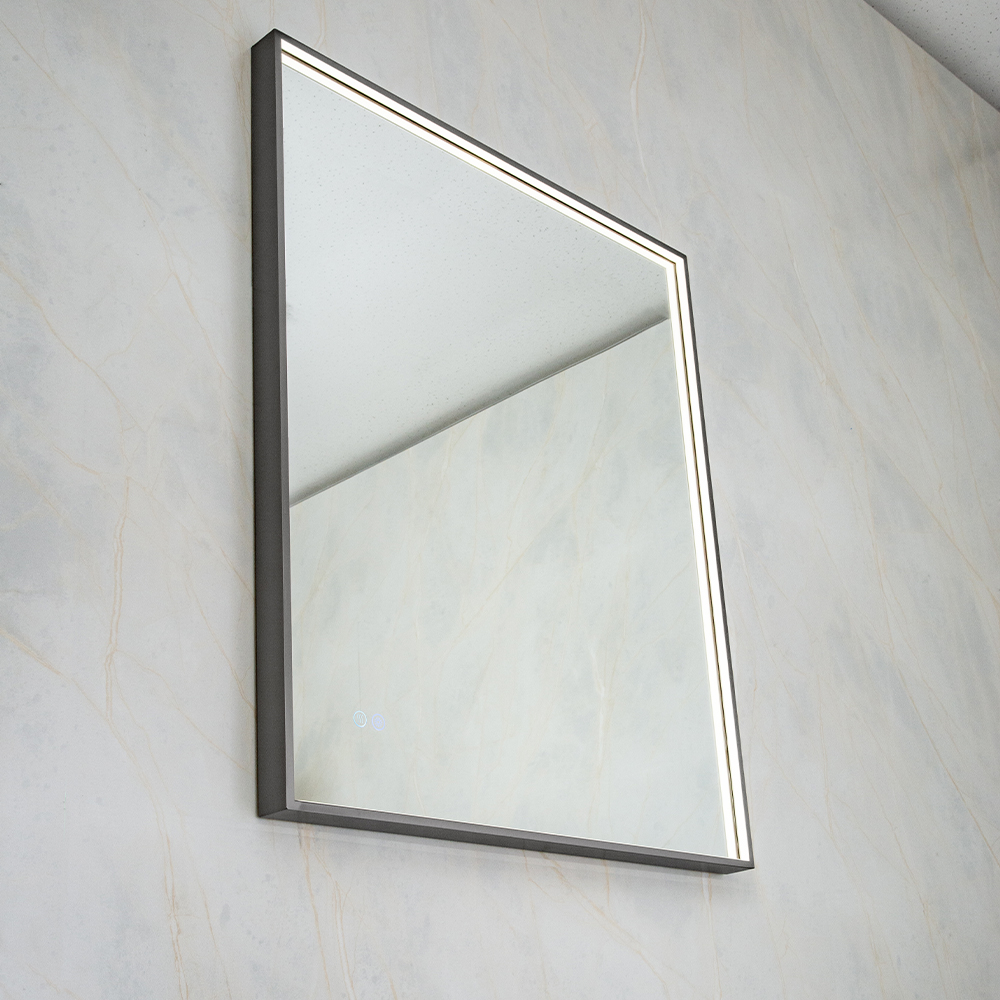 Зеркало с подсветкой AVS Лайн 75x90 см, антипар, оружейная сталь