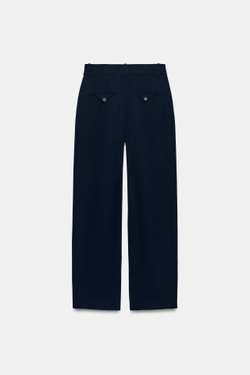 ZARA БРЮКИ-БАЛЛОНЫ С ЗАЩИПАМИ — ZW COLLECTION, МОРСКОЙ СИНИЙ