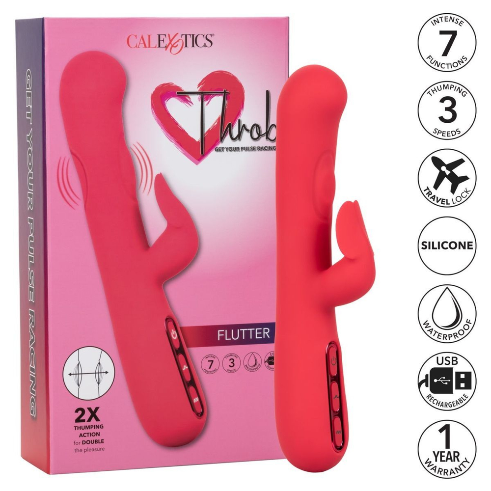 Розовый вибромассажер-кролик Throb Flutter - 21,5 см. (Цвет: розовый)