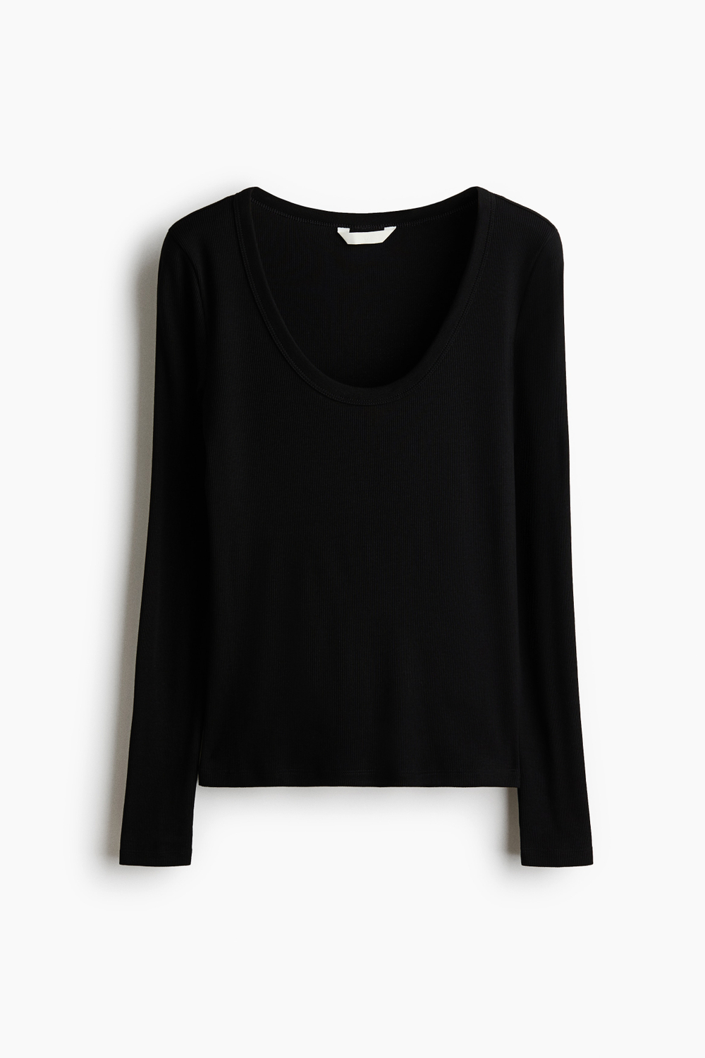 Облегающий хлопковый топ — глубокий круглый вырез - H&M