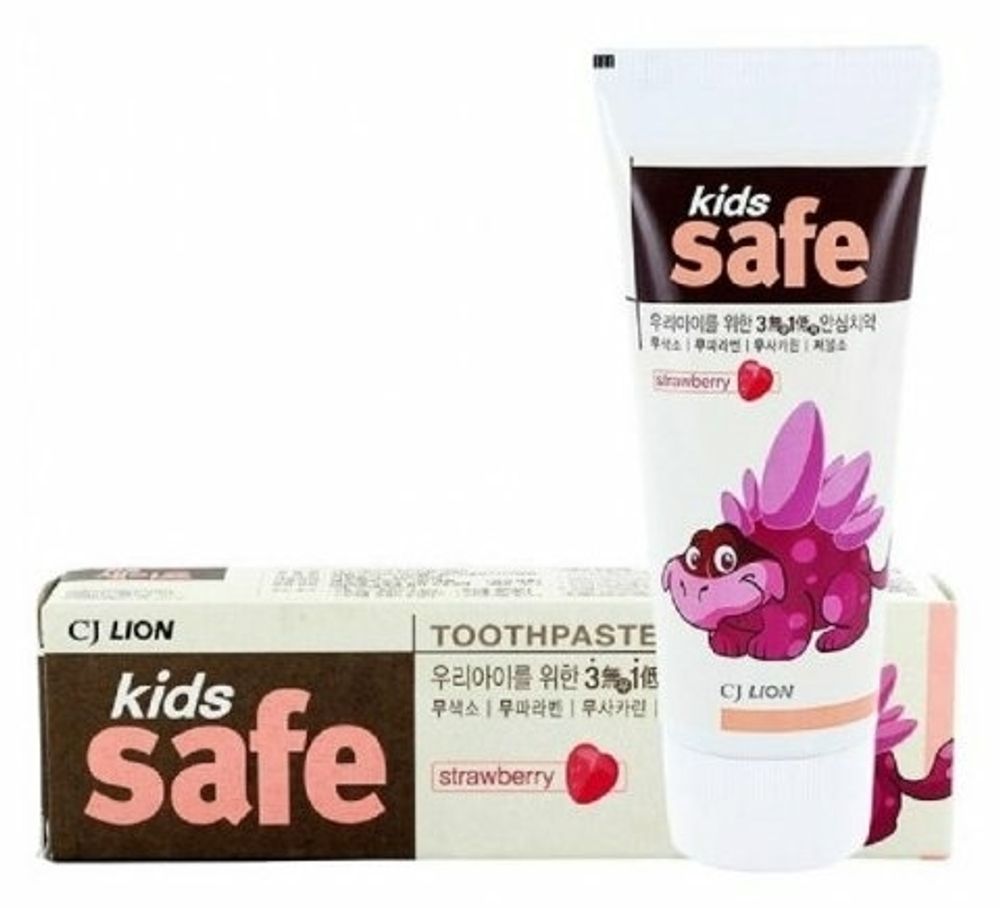 Зубная паста CJ Lion Kids Safe клубника 3-12 лет 90 гр