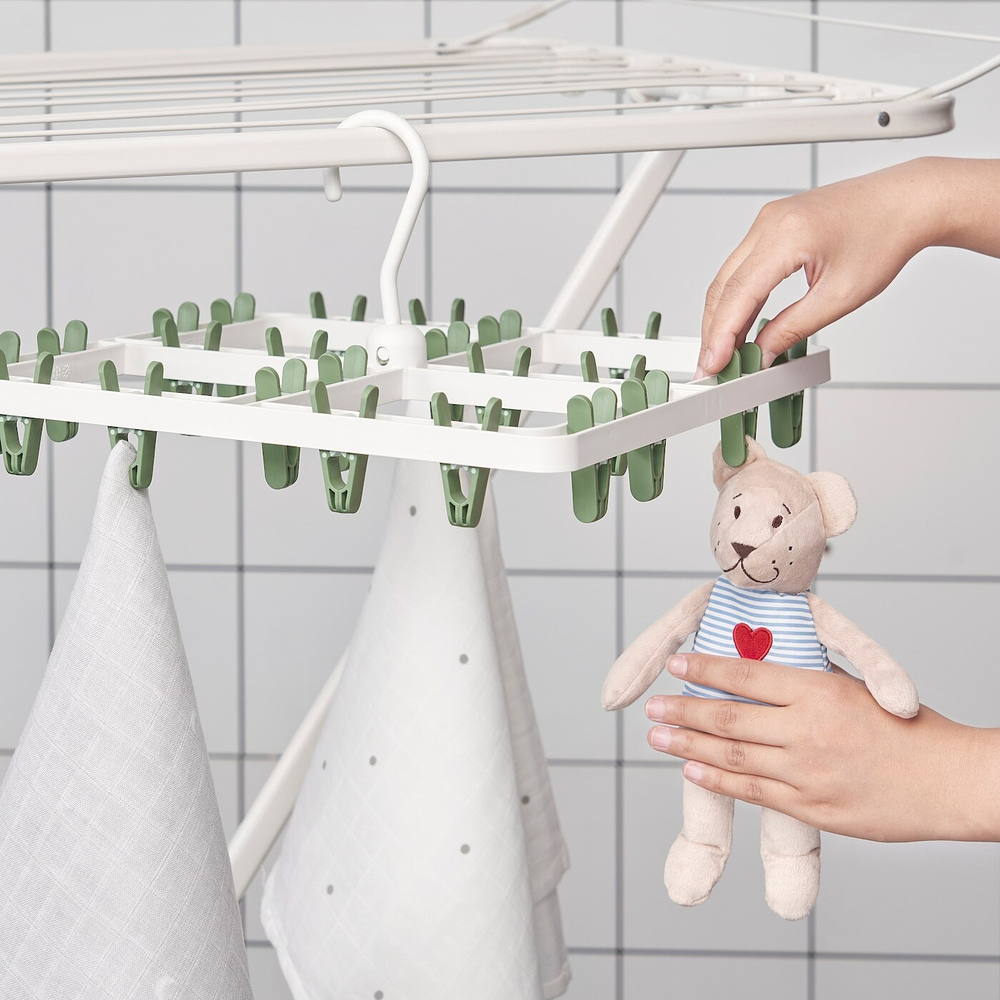 IKEA SLIBB (ИКЕА СЛИББ) — Подвесная сушилка 24 прищепки, зеленый, фото 4