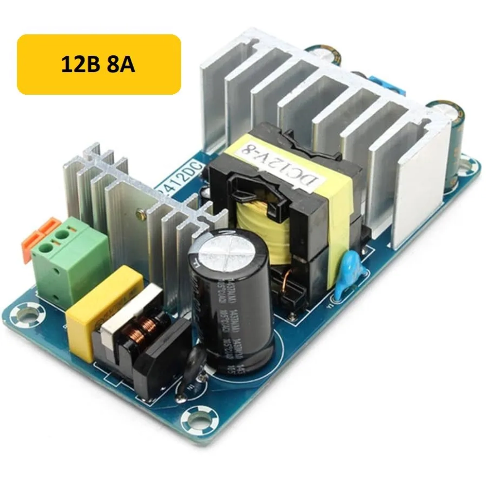 Блок питания 12V 8A 96ВТ открытый на плате