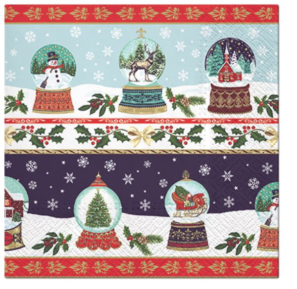 Салфетки 3-слойные для декупажа Sagen Vintage Design Lunch PAW Decor Collection Рождественские стеклянны