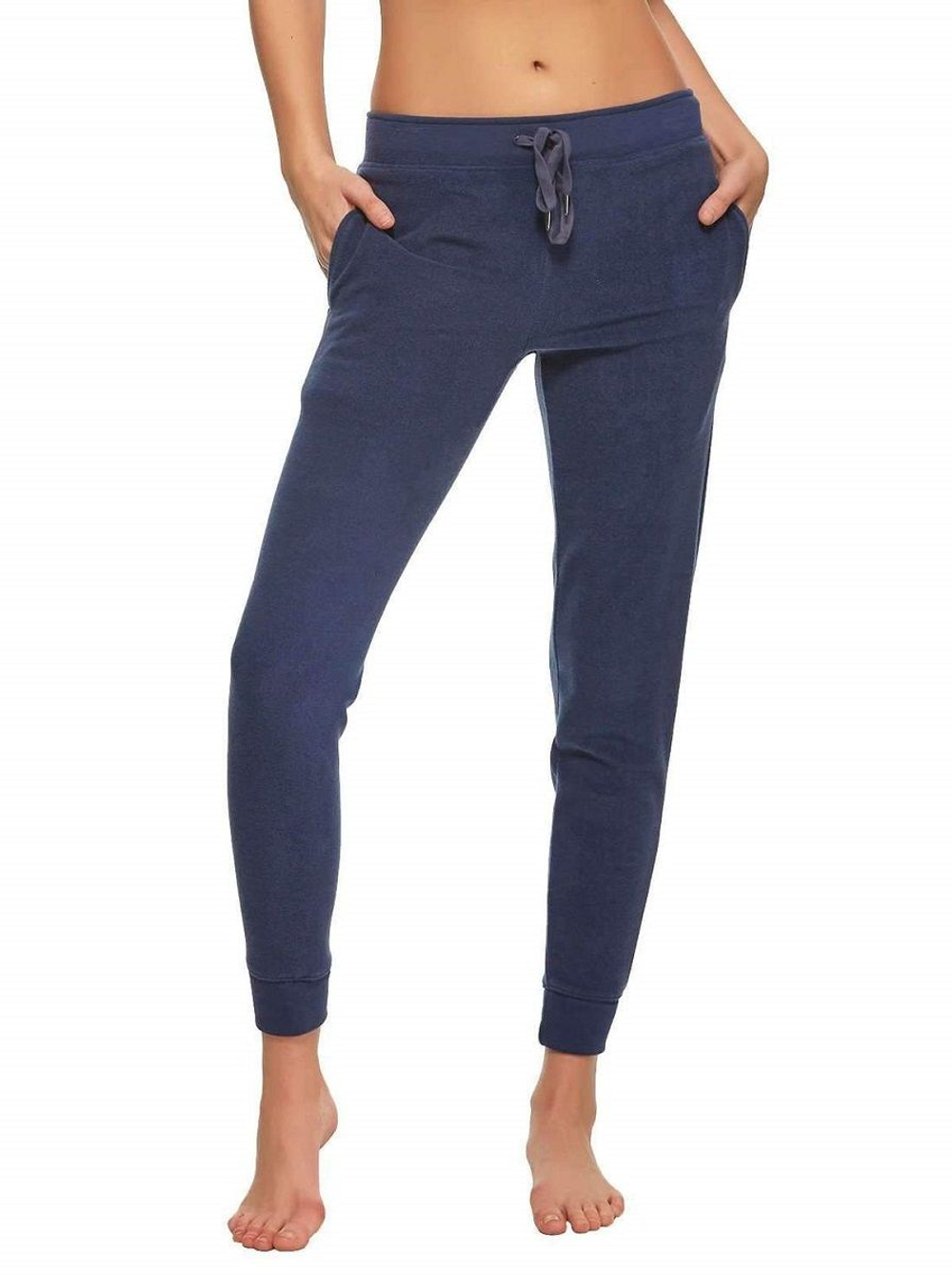 Велюровые брючки с манжетами (Размер: M) (Цвет: синий)