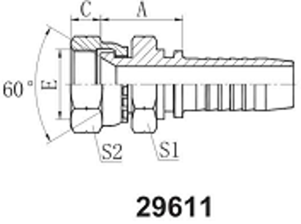 Фитинг DN 06 JIS BSP 1/4 2 шестигранника