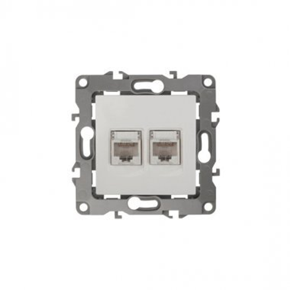 12-3108-01 ЭРА Розетка информационная двойная 2XRJ45, IP20, белый (упак 10шт)   арт:Б0014729