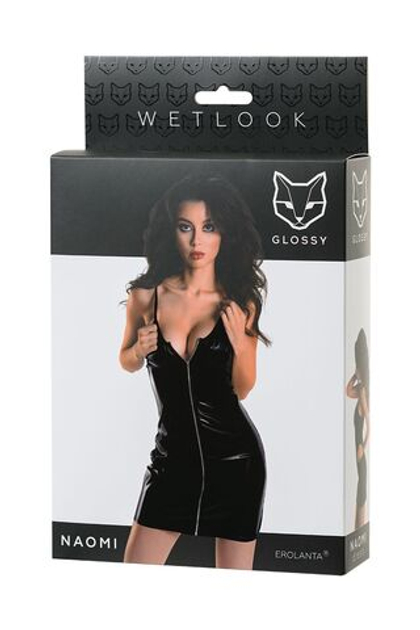 Glossy Naomi - Платье из материала Wetlook, черное, M