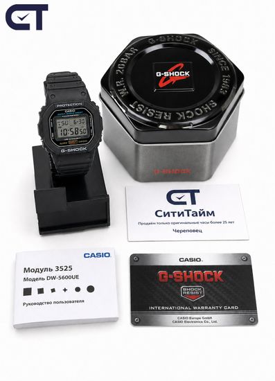 Casio DW-5600UE-1DR мужские часы — классические ударопрочные G-SHOCK с WR200