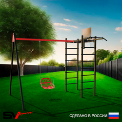 Уличный спортивно-игровой комплекс Sv Sport У3015КВ1 (Турник/Со спинкой/Подвесы на втулке/Щит баскет)