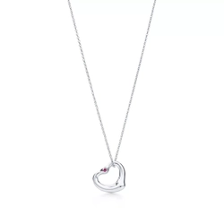 Подвеска из серебра 925 с розовым сапфиром💗, Open heart Pink sapphire 16мм, Tiffany ✨Exclusive ✨В наличии